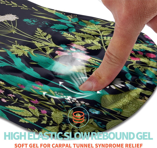 Ergonomic Mouse Pad Wrist Support with Memory Foam Massage Bulge, Carpal Tunnel Pain Relief Mousepad Wrist Rest for Mouse(12x8 inch, Midnight Floral)