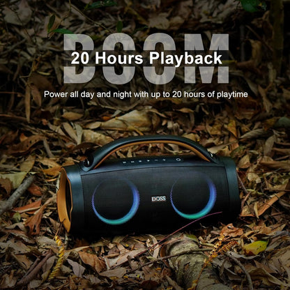 DOSS Extreme Boom+ Loud Bluetooth Speaker with 100W Stereo Sound, Extra Bass, 20H Playtime, Party-Sync Led Lights, Built-in Power Bank, IPX6 Waterproof Outdoor Speaker for Camping, Travel-Copper Gold