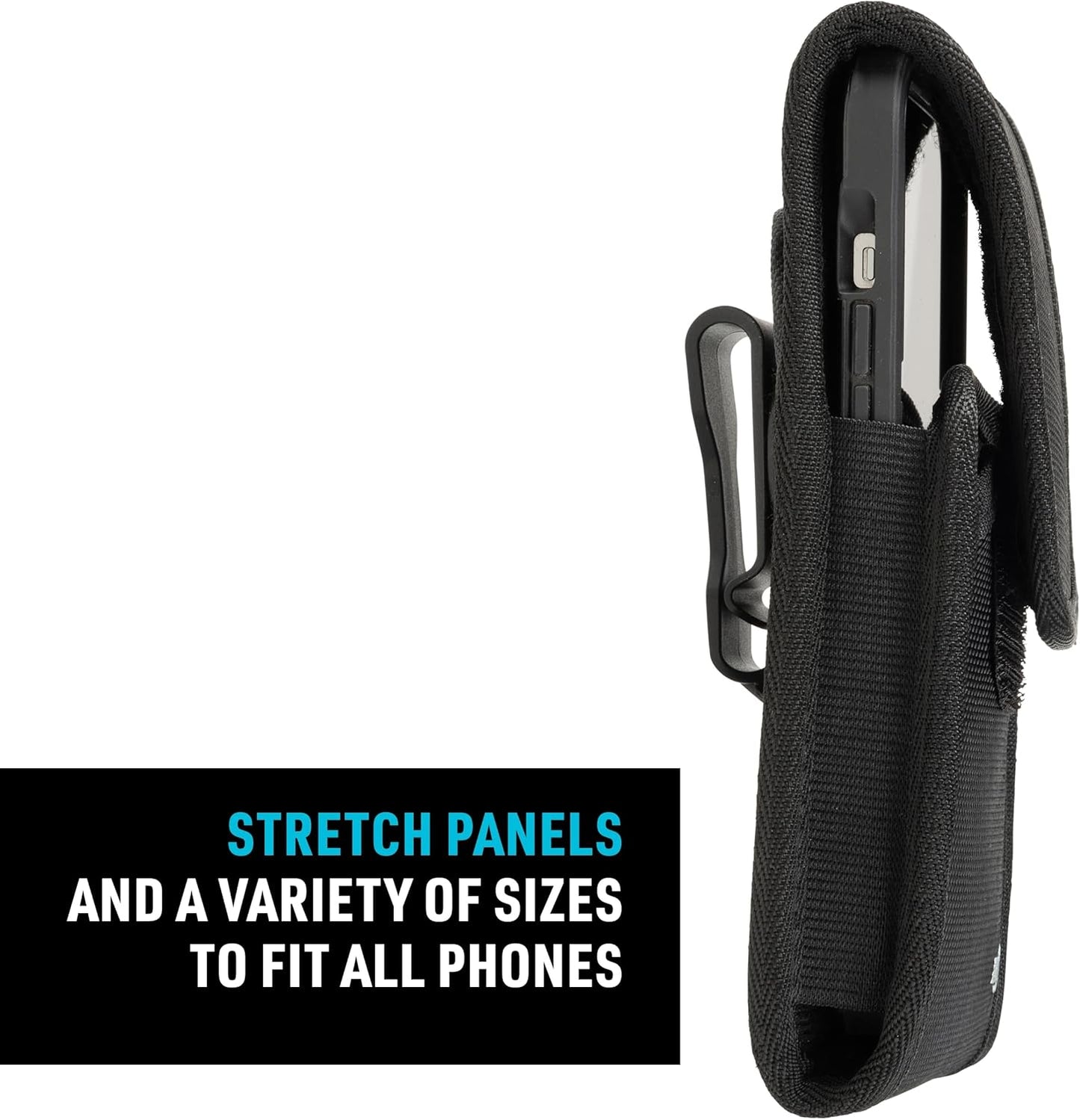 Nite Ize Clip Case Cargo Universal Rugged Phone Holster - Holster for Men's & Women's Belts - Utility Belt Pouch - Phone Accessories - XX-Large, Black