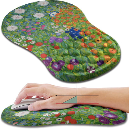 Hokafenle Ergonomic Mouse Pad Wrist Support, Wrist Rest Mousepad for Carpal Tunnel Pain Relief with Integrated Memory Foam Slope Massage Bulge (11.8x7.9 inch,Cute Floral