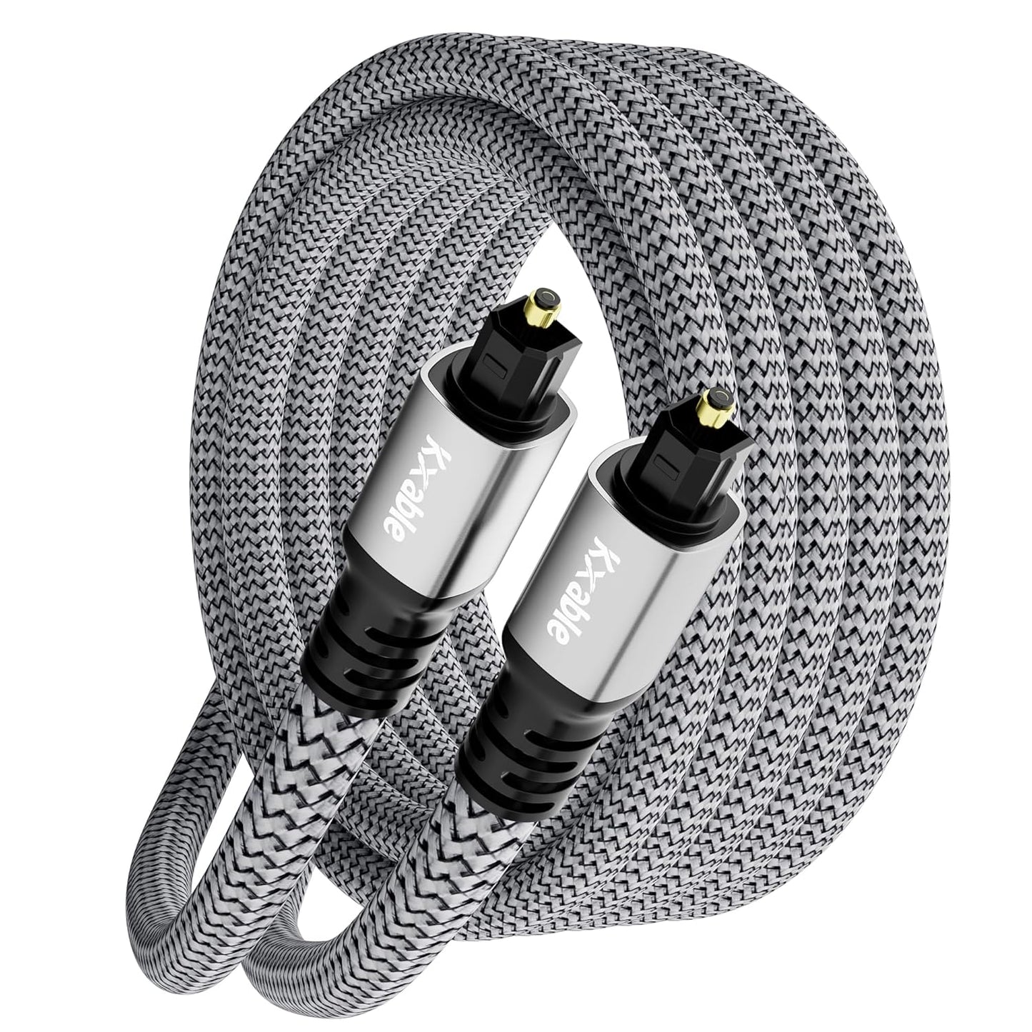 Optical Audio Cable 40 FT, Digital Audio Cable, Toslink Fiber Optic Cord, [Nylon Braided, Slim Aluminum Shell, Gold Plated Connector], for Home Theater, Sound Bar, PS4, Xbox, TV and More