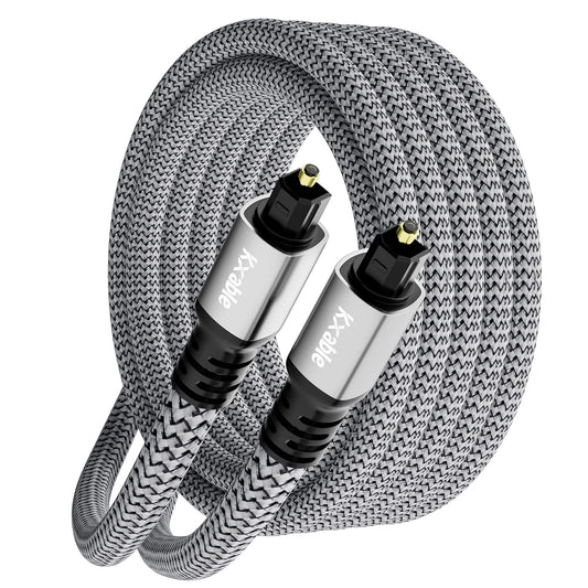 Optical Audio Cable 15 FT, Digital Audio Cable, Toslink Fiber Optic Cord, [Nylon Braided, Slim Aluminum Shell, Gold Plated Connector], for Home Theater, Sound Bar, PS4, Xbox, TV and More