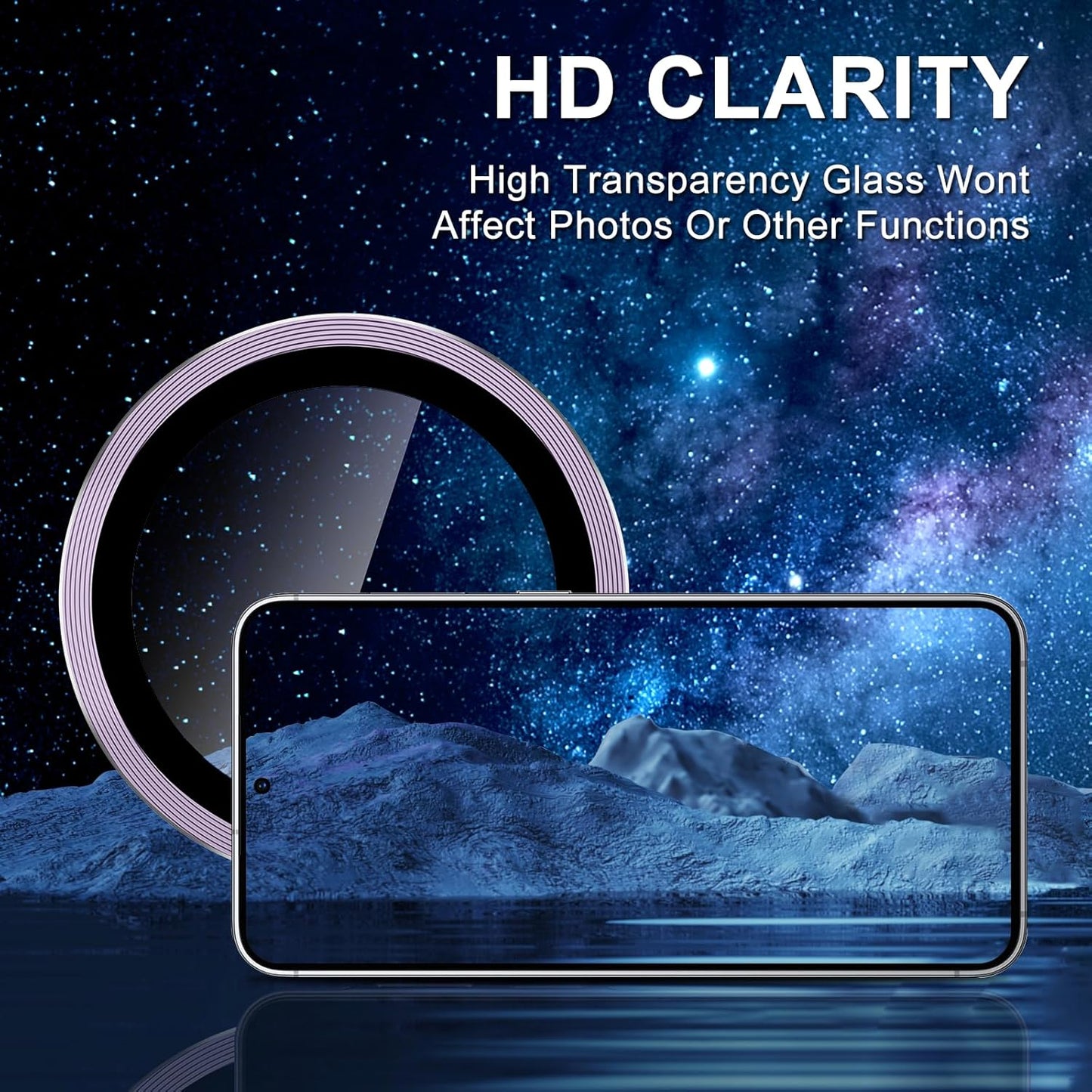 for Samsung Galaxy A35 5G Camera Lens Protector, Individual Metal Ring Tempered Glass Lens Cover, [Strong Adsorption] Scratch Resistant Ultra-Thin HD Clear Lens Cover, 1 Set-Purple