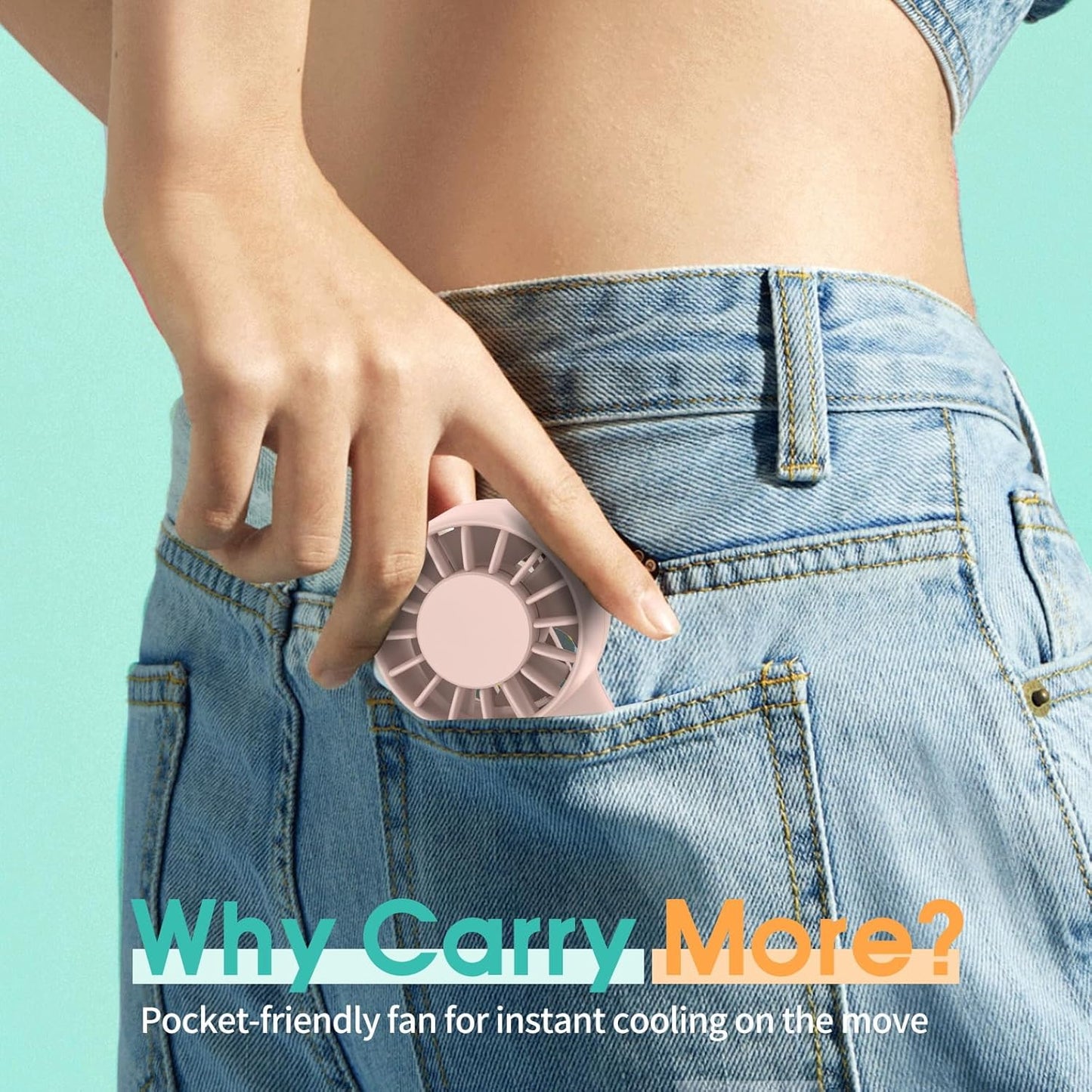 Mini Portable Fan, USB Personal Handheld Fan with 3-Speed Cooling Wind Rechargeable Battery Operated Mini Pocket Design for Desktop/Travel/Outdoor/Vacation/Concerts/Lash Makeup-Pink