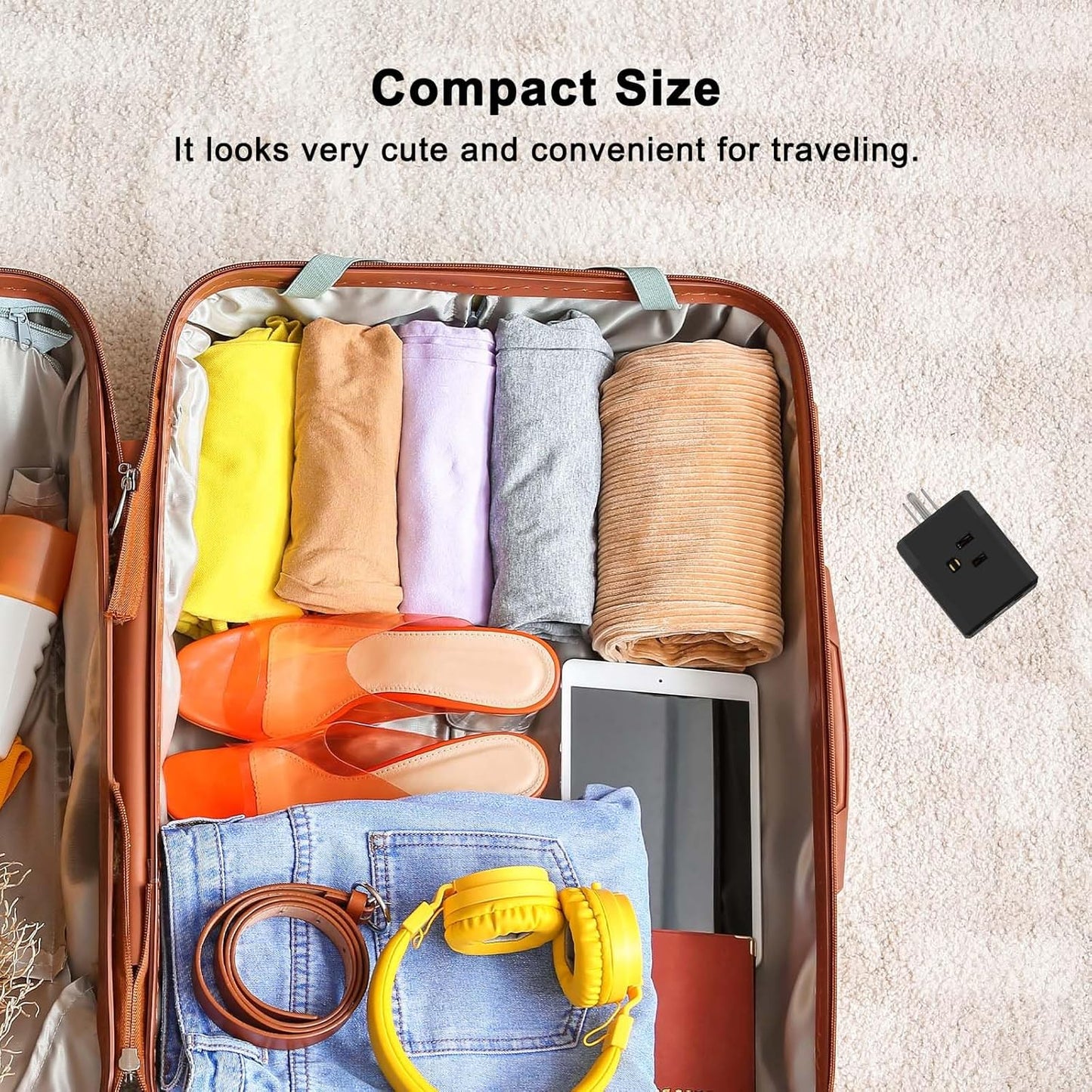 Cruise Ship Essentials, 3-Side Outlet Splitter with 3 USB Ports(1 USB C) USB Wall Charger, Outlet Extender for Home, Office and Cruise, ETL Listed, Black