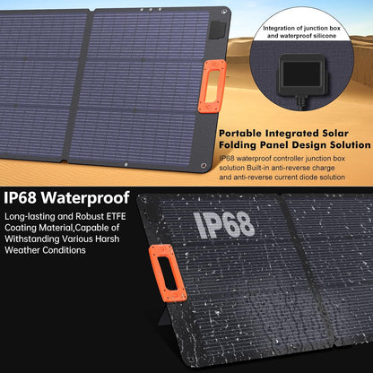 N-Type 16BB 200W Portable Solar Panel for Power Station ETFE Foldable Solar Panel High 25% Efficiency IP68 Waterproof Solar Panels Kit for Outdoor Camping RV Backuot
