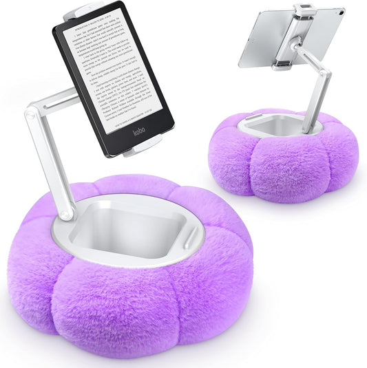 CreaDream Pumpkin Tablet Pillow Stand Holder for Kindle iPad, Adjustable Phone Pillow Stand for Lap Bed with Detachable Snack Bowl, Compatible with 4.7"-13" Tablet, iPad, iPhone, Samsung Tabs, Kindle