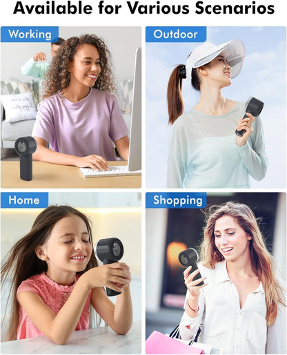 WHATOOK Portable Mini Fan: High Speed Cooling Fan, 10 Hours Battery Life, USB Rechargeable, Small Essentials for Women, Beach Travel, Vacation (Black)