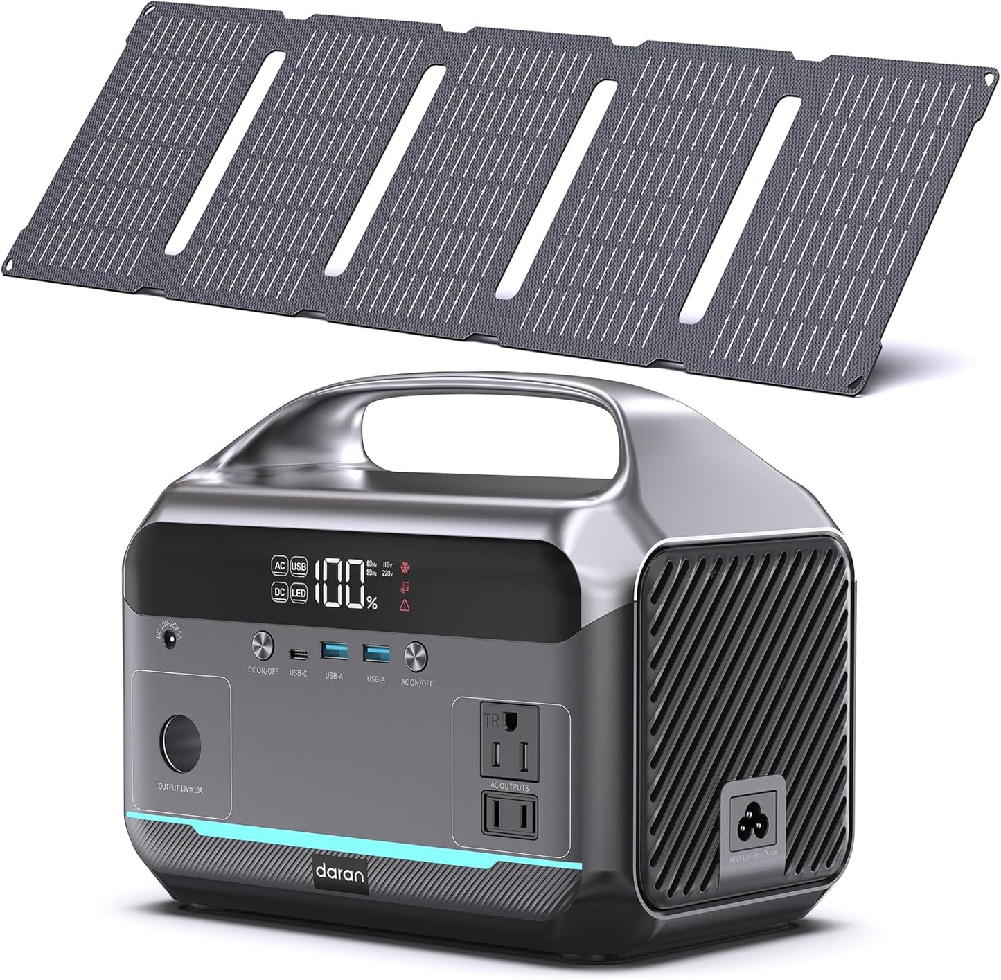 Portable Power Station with Solar Panel 40W, 288Wh (90,000mAh) LiFePO4 Battery, 350W (600W Peak) Generator, 8.2LB Portable Charger with AC Outlets for Home, Camping, Emergency