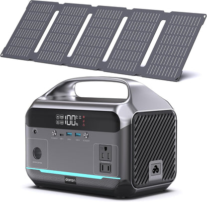 Portable Power Station with Solar Panel 40W, 288Wh (90,000mAh) LiFePO4 Battery, 350W (600W Peak) Generator, 8.2LB Portable Charger with AC Outlets for Home, Camping, Emergency