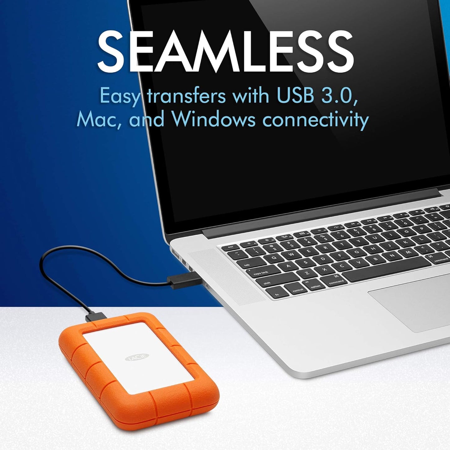 LaCie Rugged 5TB Portable External HDD - USB 3.0/2.0 Compatible, Shock/Dust/Rain Resistant for Mac & PC, Orange, Grey