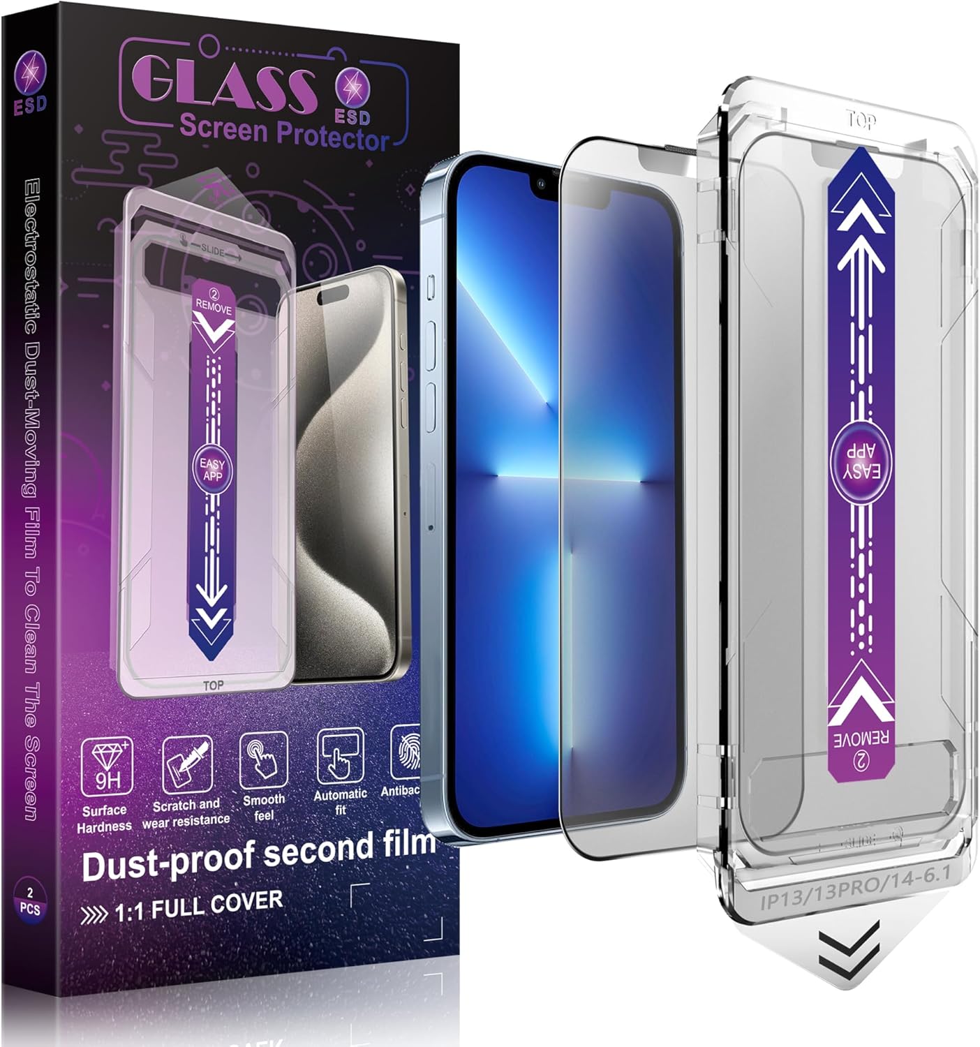 2 Pack Matte Screen Protector for iPhone 16e and iPhone 14 and iPhone 13 and iPhone 13 Pro 6.1-Inch Auto Dust Removal, No Bubbles, Tempered Glass Film, Easy Installation