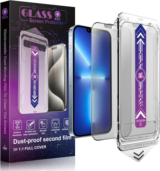2 Pack Matte Screen Protector for iPhone 16e and iPhone 14 and iPhone 13 and iPhone 13 Pro 6.1-Inch Auto Dust Removal, No Bubbles, Tempered Glass Film, Easy Installation