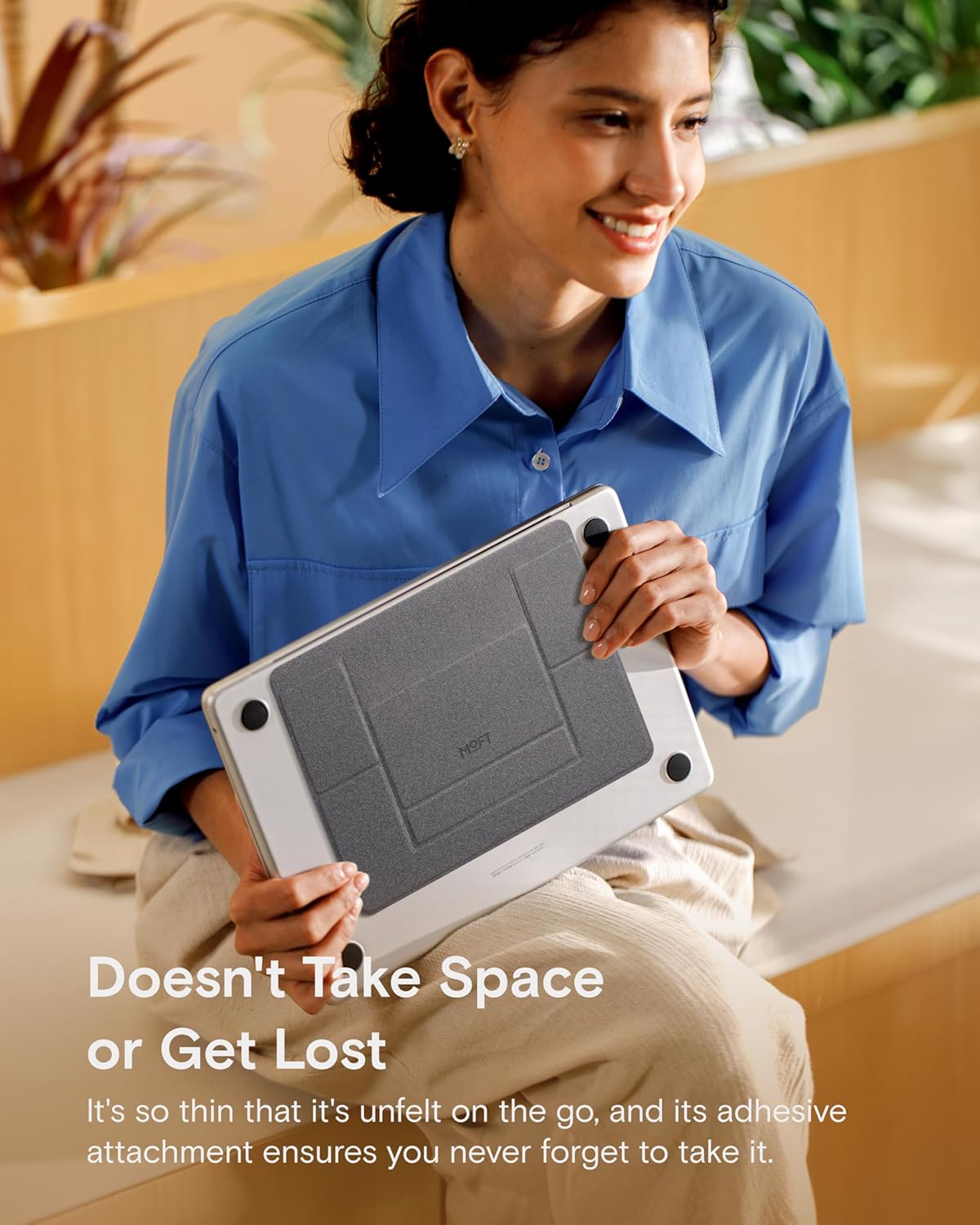 MOFT Laptop Stand for Desk, Adhesive Laptop Stand with 2 Adjustable Viewing Angles, Foldable and Portable Computer Stand Compatible with MacBook Air, MacBook Pro 11"-16", Starry Grey