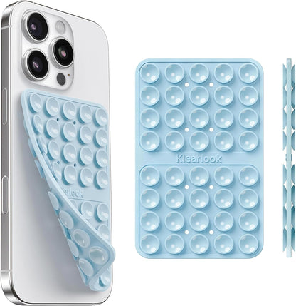 Silicone Suction Cup Phone Case Mount Double Sided, Silicon Sticky Phone Grip with Higher Suction Power for Cell Phone, Hands-Free Phone Accessories Holder for Selfies and Videos, Baby Blue