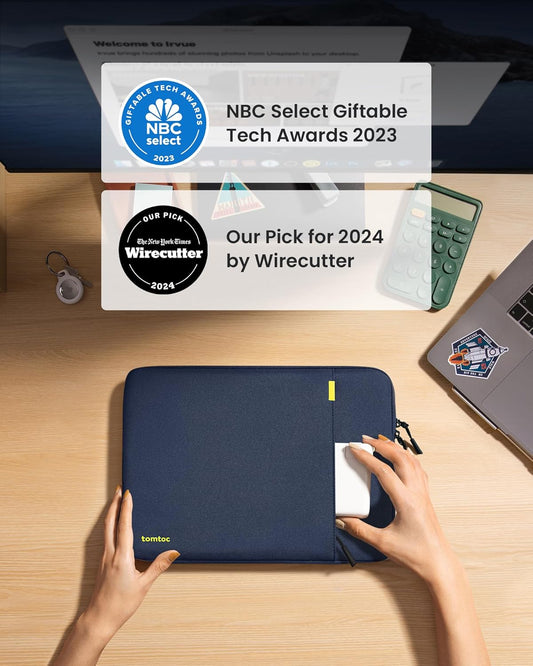 tomtoc 360° Protective Laptop Sleeve for 13-inch New MacBook Air M4/A3240 2025, M3/A3113, M2/A2681 M1/A2337 A2179 A1932, 13-inch MacBook Pro M2/A2686 M1/A2338, Water-Resistant Computer Case Bag