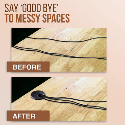 MAHDPRO Desk Grommet 2 Inch (50 mm) Pack of 10 - Black ABS Plastic Desk Cord Hole Cover to Arrange Cables & Wires Through Computer Table/Countertops