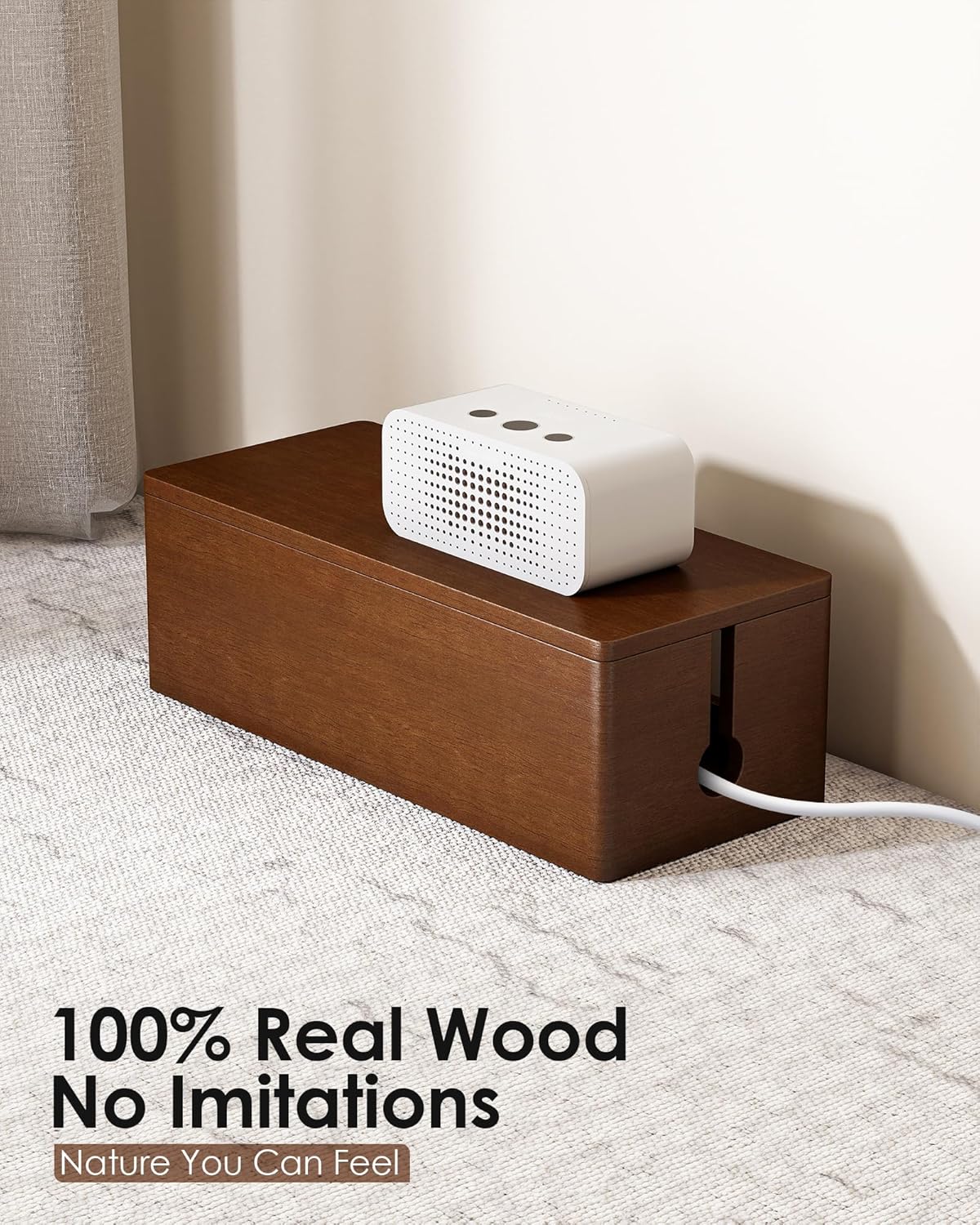 YECAYE Wooden Cable Management Box, Power Strip Cord Organizer Box, Cord Hider for Office, Living Room, Bedroom,Magnetic Lid Design, Cable Organizer for Desk, Wire Management