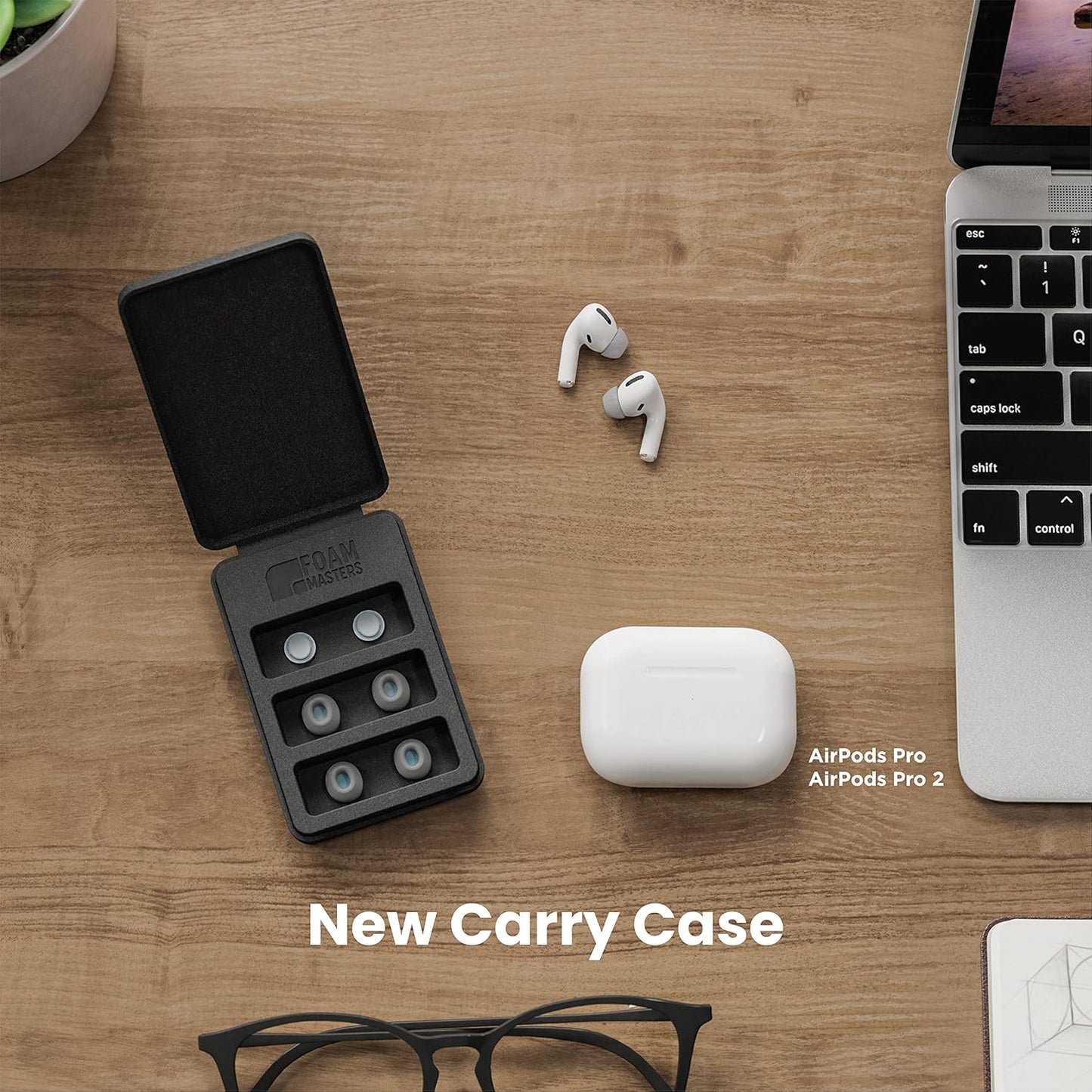 Foam Masters Ultra-Premium Memory Foam Ear Tips for AirPods Pro 1st & 2nd Gen | 3 Pairs | Black Magic Ver 6.0 | Secure | Comfort | Better Noise Cancel | Replacement Buds – Gray, Medium