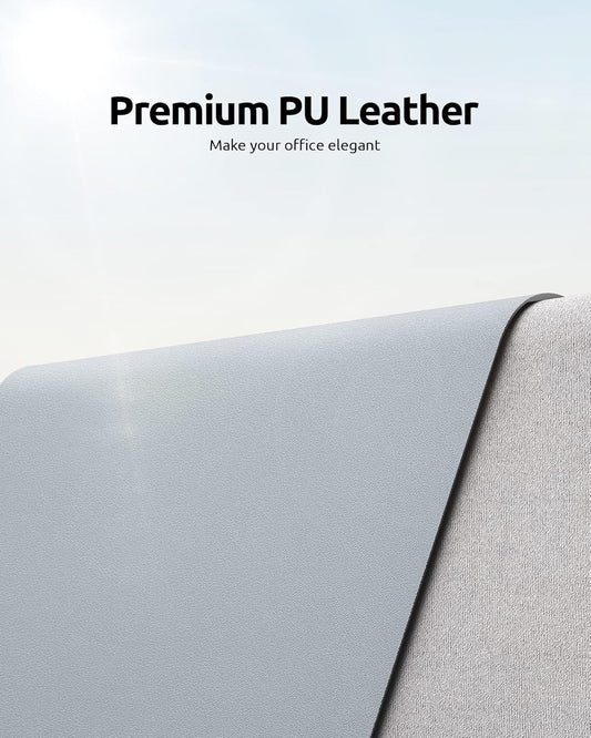 YSAGi Leather Desk Pad Protector, Office Desk Mat, Large Mouse Pad, Non-Slip PU Leather Desk Blotter, Laptop Desk Pad, Waterproof Desk Writing Pad for Office and Home (Light Grey, 23.6" x 13.8")