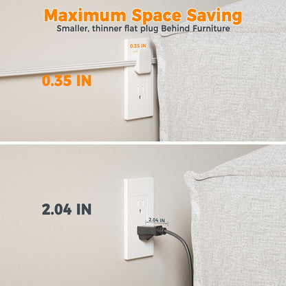 TESSAN Twin Extension Cord 12 FT, Double Ended Flat Plug Surge Protector Power Strip, 3 Non Blocking Outlets 6 Feet Power Splitter Each Side, Dual Split Outlet Extension for Home Office Dorm Room