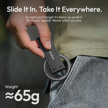 ULANZI MA60 Magnetic Phone Tripod Stand for iPhone - Aluminium Smartphone Mini Tripod Pocket Cell Phone Stand Strong Magnet Quick Mount Compatible with iPhone 16 15 14 13 12 Series, Black