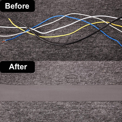 WILLBOND 2 Pack 10 ft x 3 Inch Cable Floor Strip Cable Cover Cords Carpet Protector Management Hook and Loop Tape for Wires on Floor Cords and Prevent a Trip Hazard (Gray)