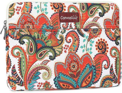 Canvaslove Paisley Laptop Sleeve Case Bag with Pocket for MacBook Pro 14 inch,Surface Laptop 14.4 inch and HP Lenovo Dell ASUS Acer 14 inch Laptop Computer