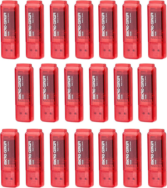 INLAND Micro Center Super Speed 20 Pack 16GB USB 3.0 Flash Drive Memory Stick Thumb Drive Data Storage Jump Drive Bulk, Much Faster Than USB2.0 Flash Drive, Red