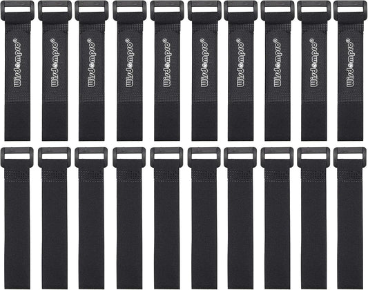 20 Pack 0.8 x 8 Inches Hook and Loop Reusable Fastening Cable Tie Down Straps by Wisdompro - Reusable, Durable Functional Ties to Keep Your Home, Office, Workspace from Tangled Messes of Cords