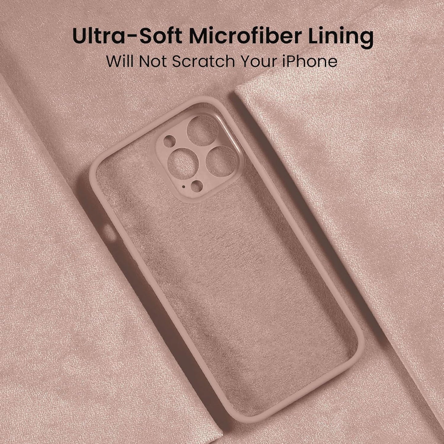 FireNova for iPhone 14 Pro Case, Silicone Upgraded [Camera Protection] Phone Case with [2 Screen Protectors], Soft Anti-Scratch Microfiber Lining Inside, 6.1 inch, Pinksand