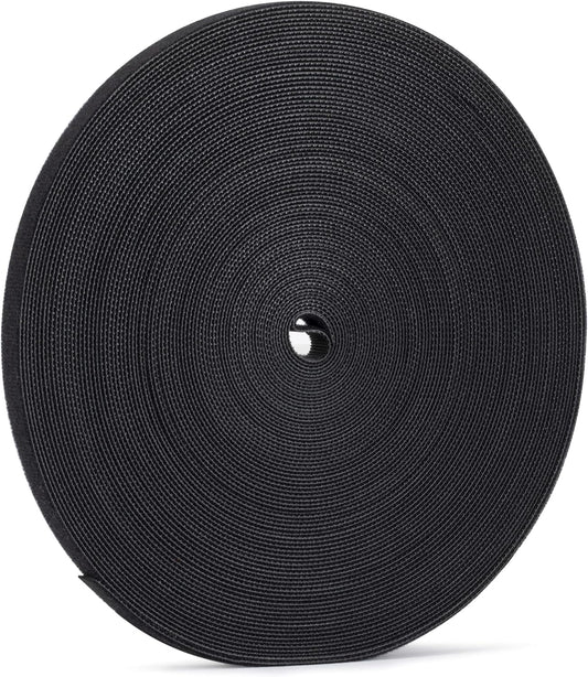 Xnakko 1cm Double Sided Hook and Loop Fastening Tape Reusable Cable Ties Nylon Fastening Tape Wire Manager for Home, Office (Black, 25Yard)
