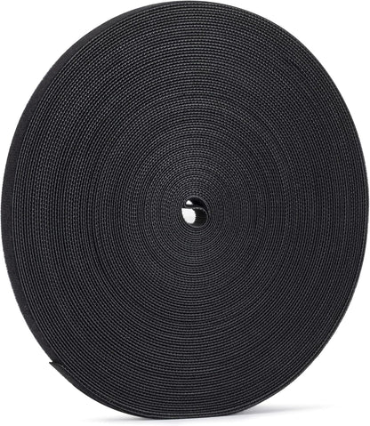 1/2 inch Reusable Fastening Tape Cable Ties Double-Sided Hook-and-Loop Cable Management Tape (Black 25 Yards)
