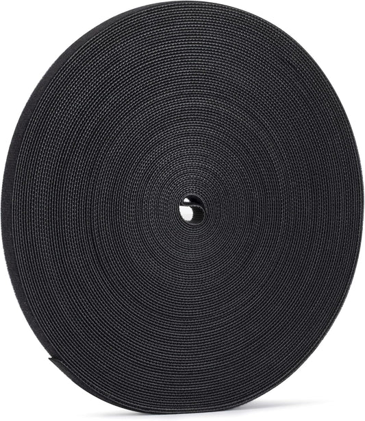 1/2 inch Reusable Fastening Tape Cable Ties Double-Sided Hook-and-Loop Cable Management Tape (Black 25 Yards)