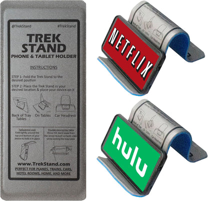 DTLgear Trek Stand Flexible Phone and Small Tablet Holder for Airplane, Office, Desk, Treadmill, Hotel, Kitchen, Plane Travel Essentials