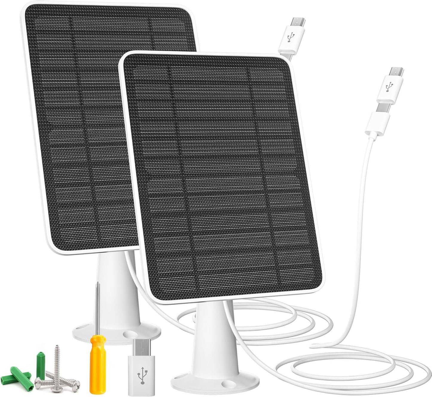 Solar Panel Charger Compatible with Reolink Argus 2E/Eco Ultra/Go PT Plus/Go Plus/Argus 3 Pro/Argus PT, 5W Solar Panels for Reolink Battery Camera, IP65 Waterproof 10ft Cable Secure Wall Mount, 2 Pack