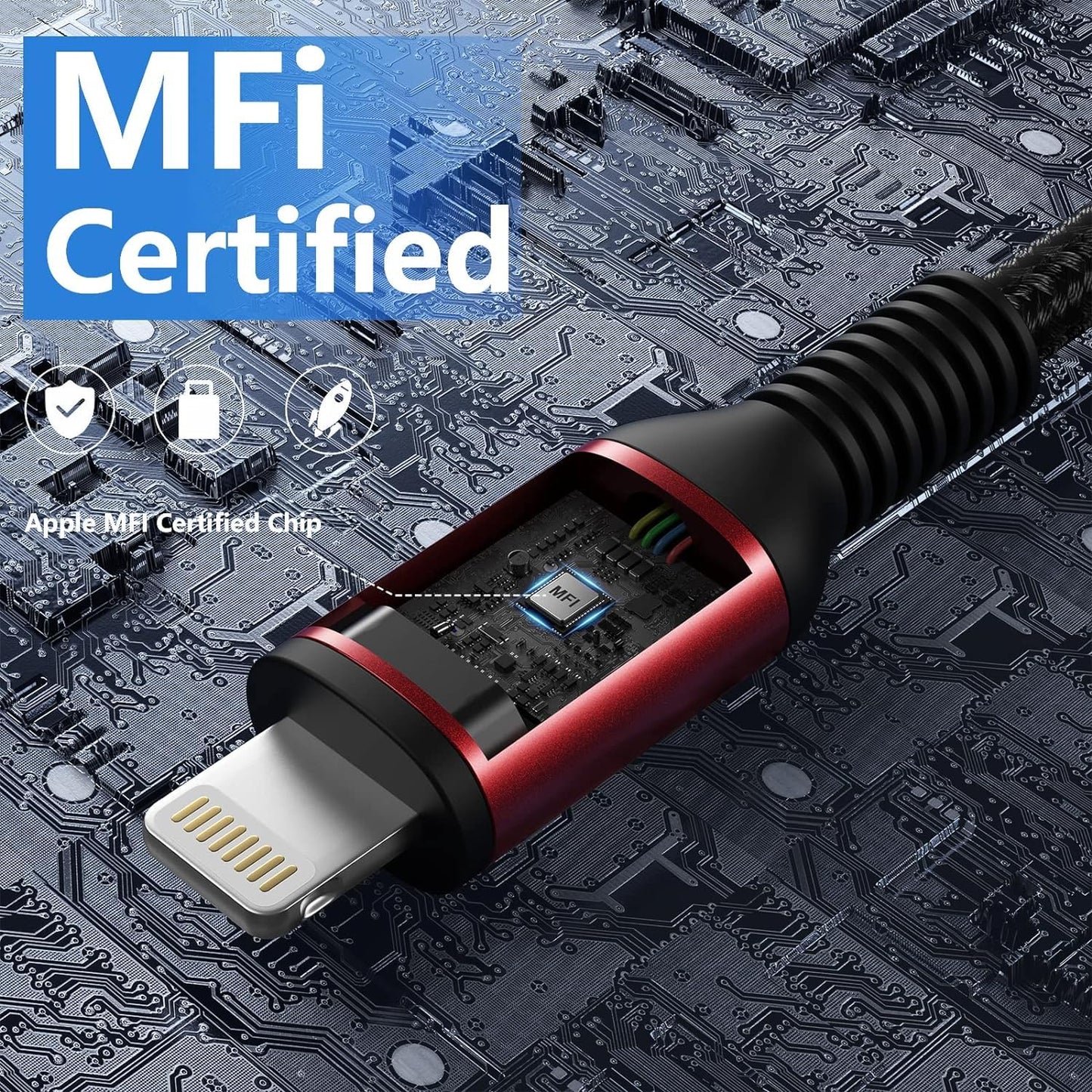 USB C to Lightning Cable 6ft 3Pack [Apple MFi Certified] iPhone Charger Fast Charging Cord Braided Type C to Lightning Cable for iPhone 14 13 12 11 Pro Max XR XS 8 Plus iPad/iPod/AirPods