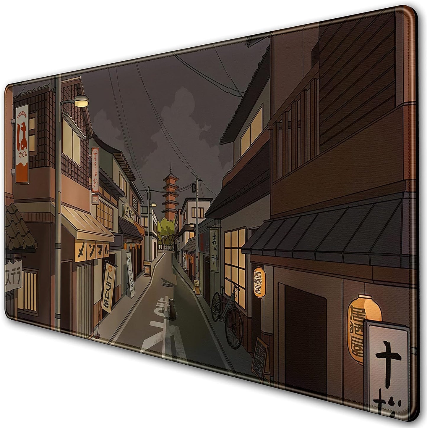 Tokyo Street at Night Kawaii Japanese XL Mouse Pad, Cute Gaming Desk Pads, Anime Large Desktop Mat, XXL Keyboard Mats, Extended Laptop Mat 31.5''X15.7''