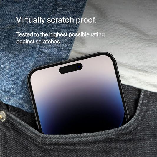 Belkin ScreenForce TemperedGlass Privacy Screen Protector for iPhone 14 Pro Max - Treated Surface with Anti-Fingerprint Coating and Included Easy Align Tray for Bubble-Free Application