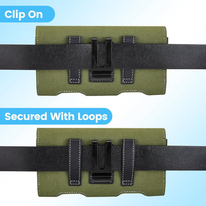 Mopaclle Nylon Horizontal Phone Holster for Men Belt, Magnetic Closure Cell Phone Belt Holder with Metal Clip and Dual Belt Loops for iPhone 13 mini, 12 mini, SE 2022, SE 2020, iPhone 8, 7, 6S, 6