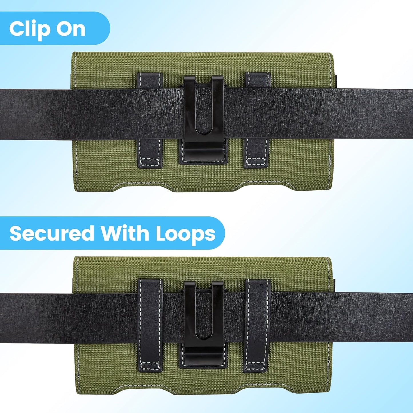 Mopaclle Nylon Phone Holster with Belt Clip for iPhone 17 Pro / 17, iPhone 16 Pro 16,15 Pro 15, iPhone 14, 14 Pro,13 Pro,Samsung Galaxy S25 S24 S23, S22,S21,Premium Cell Phone Belt Holder Pouch Cover