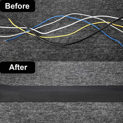 WILLBOND 2 Pack 10 ft x 3 Inch Cable Floor Strip Cable Cover Cords Carpet Protector Management Hook and Loop Tape for Wires on Floor Cords and Prevent a Trip Hazard (Black)