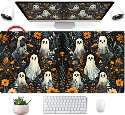Retro Gothic Kawaii Desk Mat Cute Dark Academia Desk Pad Large Floral Mouse Pad XXL Gaming Mousepad, Laptop Computer Keyboard Mouse Mat, Deskmat Office Decor Accessories for Women, 31.5x15.75 in