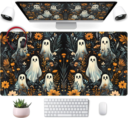 Retro Gothic Kawaii Desk Mat Cute Dark Academia Desk Pad Large Floral Mouse Pad XXL Gaming Mousepad, Laptop Computer Keyboard Mouse Mat, Deskmat Office Decor Accessories for Women, 31.5x15.75 in