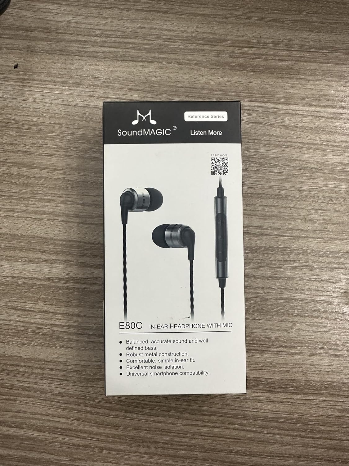 SoundMAGIC E80C Wired Earbuds with Microphone HiFi Stereo Earphones Noise Isolating in Ear Headphones Comfortable Fit Super Bass for Audiophile Gunmetal
