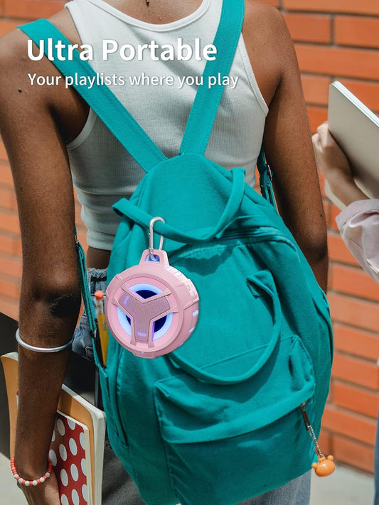 EBODA Bluetooth Shower Speaker, IP67 Waterproof Portable Wireless Small Speakers, Floating, 24H Playtime for Home, Beach, Pool, Kayak, Hiking, Boat Accessories, Gifts for Women, Girls - Pink