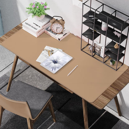 Leather Desk pad Protector, Large Desk mat with Natural Cork & PU Leather,Mouse pad,Non-Slip Office Desk Mat,Waterproof Desk Writing Pad for Office and Home (47in*23in,Dark Apricot)