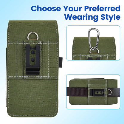 BECPLT Nylon Holster Compatible with Galaxy S25 Ultra S24/S23/S22/S21/S20 Ultra A17 A16 Motorola Moto G56 G Power Cell Phone Belt Holder for Men - Green
