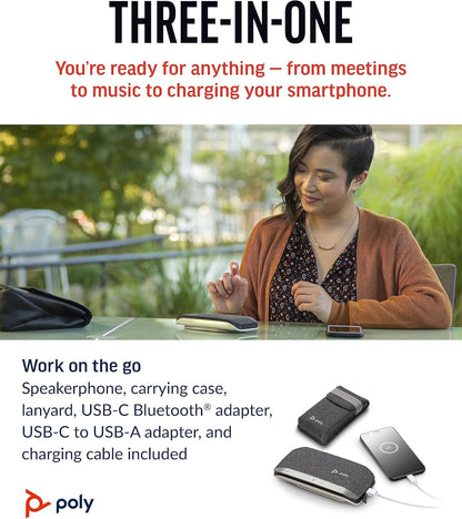 Poly Sync 20+ Personal Portable Bluetooth Speakerphone (Plantronics) - Noise/Echo Reduction - USB-C Bluetooth Adapter - Works w/Teams, Zoom, PC, Mac, Mobile – Amazon Exclusive
