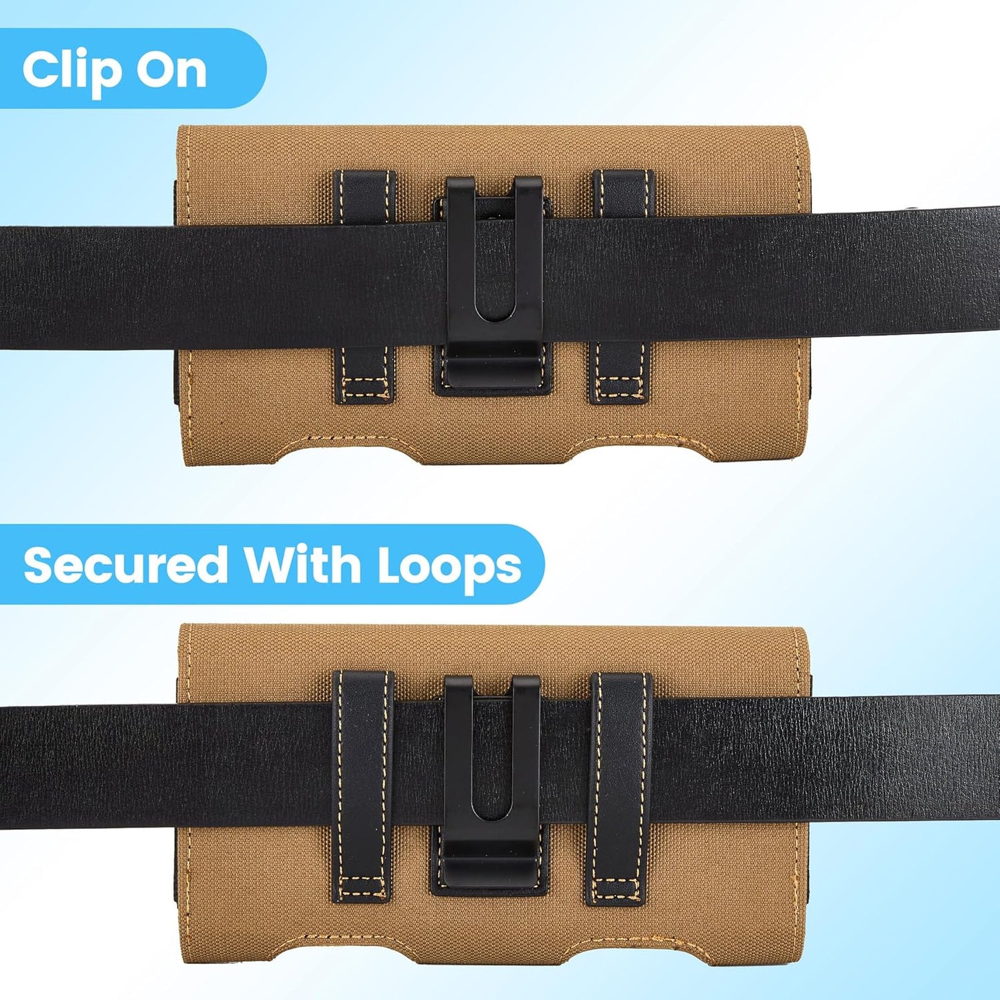 Mopaclle Nylon Phone Holster for iPhone 17 Pro Max, 17 Air, iPhone 16 Pro Max,iPhone 15 Pro Max 14 13 Pro Max & Plus, Premium Cell Phone Belt Holder with Belt Clip for Galaxy S25 Plus,S24 Plus